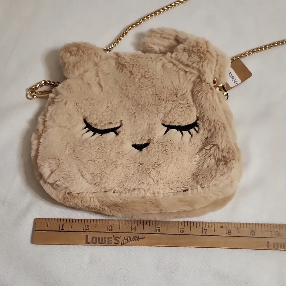 Hello 3am Forever Plush Sleepy Cat Crossbody Purse with Cat Pouch